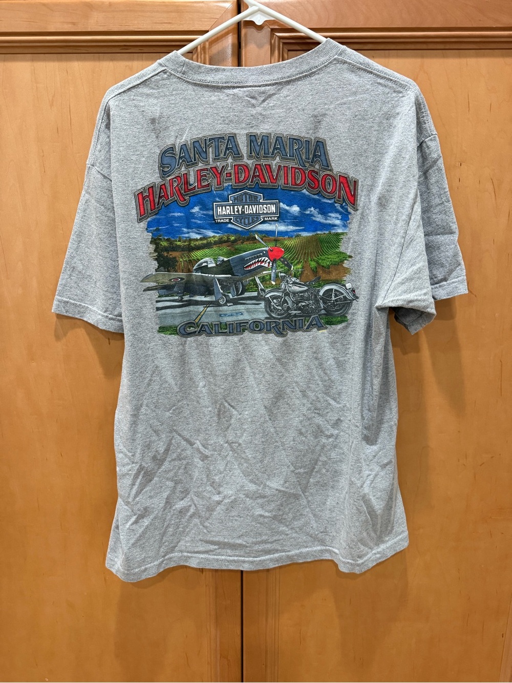 Harley-Davidson Gray Santa Maria CA Graphic Tee with Red & Blue Accents